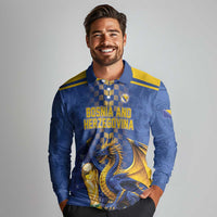 Custom World Football Bosnia and Herzegovina Long Sleeve Polo Shirt Go Zmajevi Dragons Road To 2026