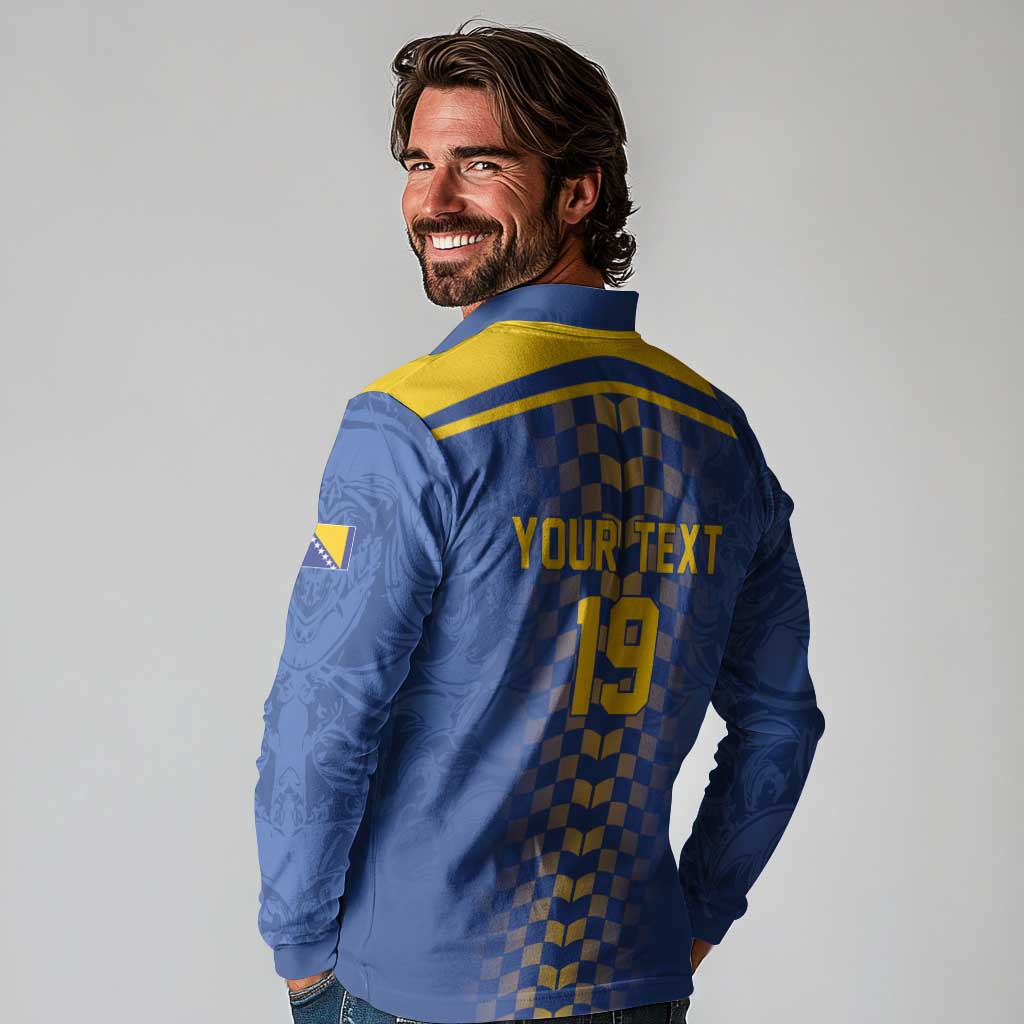 Custom World Football Bosnia and Herzegovina Long Sleeve Polo Shirt Go Zmajevi Dragons Road To 2026