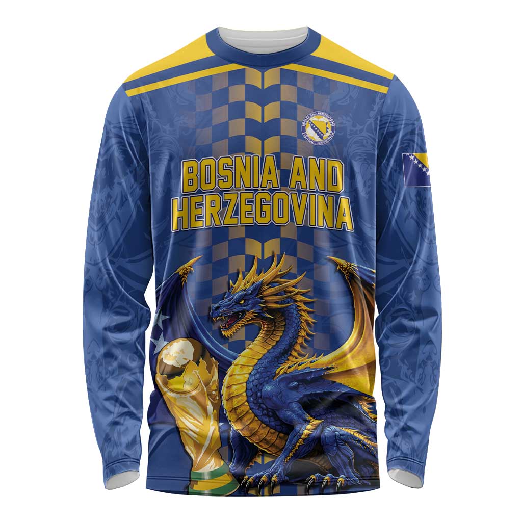 Custom World Football Bosnia and Herzegovina Long Sleeve Shirt Go Zmajevi Dragons Road To 2026