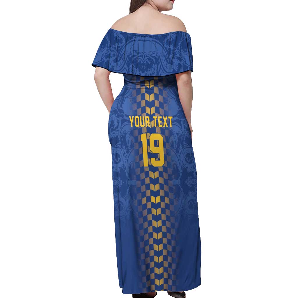 Custom World Football Bosnia and Herzegovina Off Shoulder Maxi Dress Go Zmajevi Dragons Road To 2026