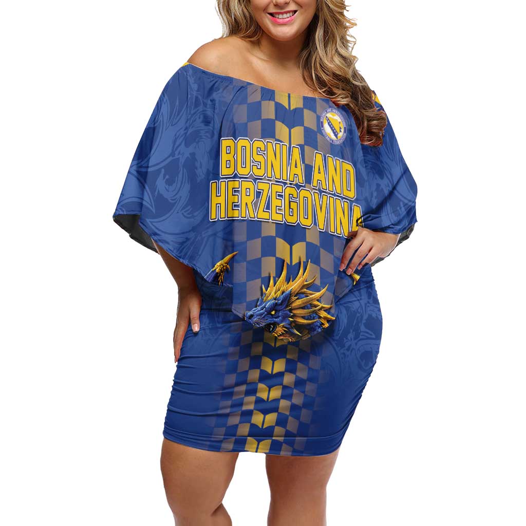 Custom World Football Bosnia and Herzegovina Off Shoulder Short Dress Go Zmajevi Dragons Road To 2026
