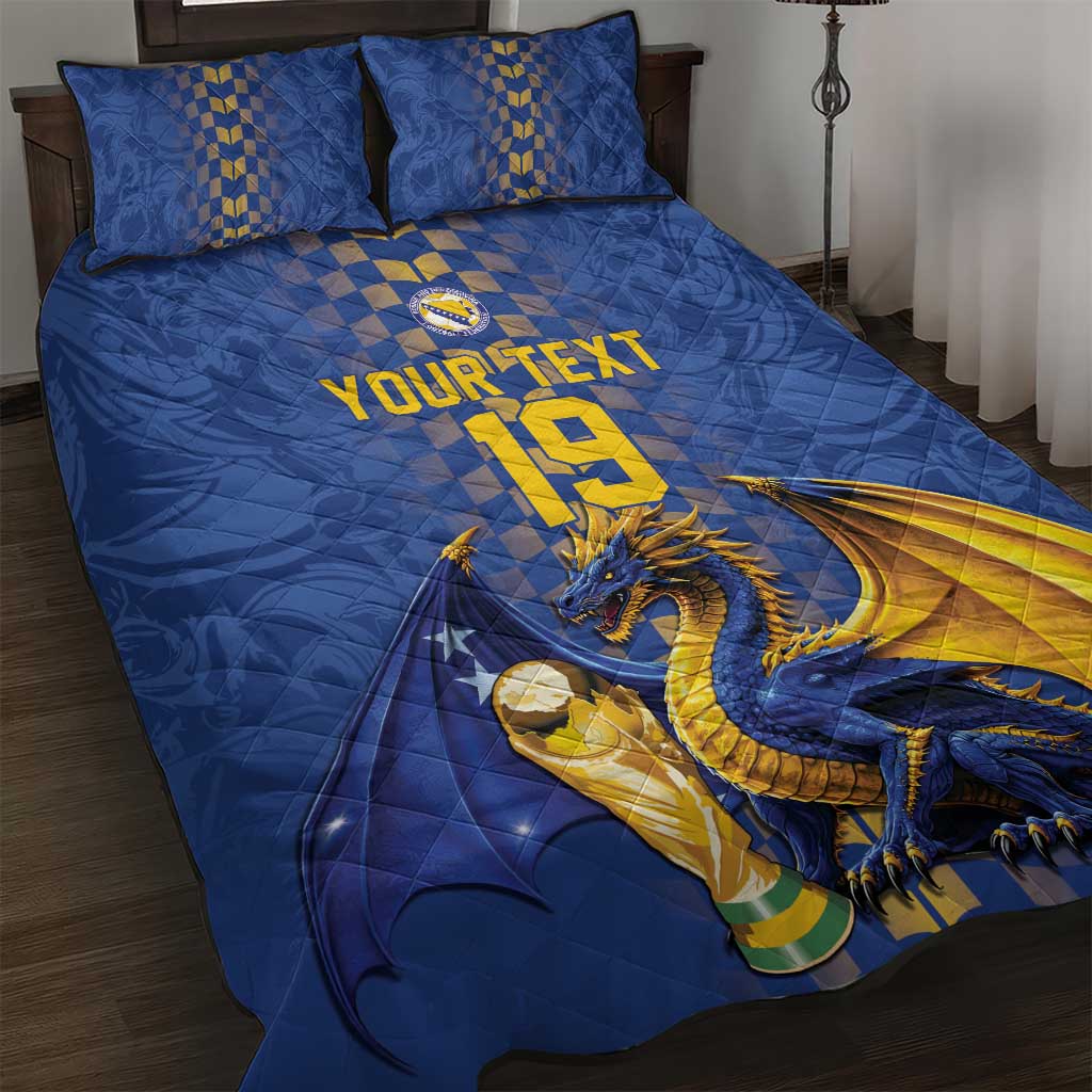 Custom World Football Bosnia and Herzegovina Quilt Bed Set Go Zmajevi Dragons Road To 2026