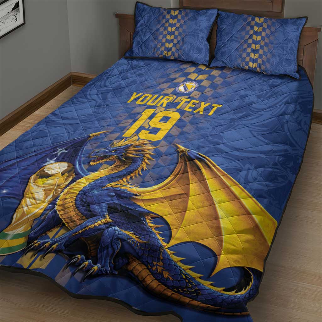 Custom World Football Bosnia and Herzegovina Quilt Bed Set Go Zmajevi Dragons Road To 2026