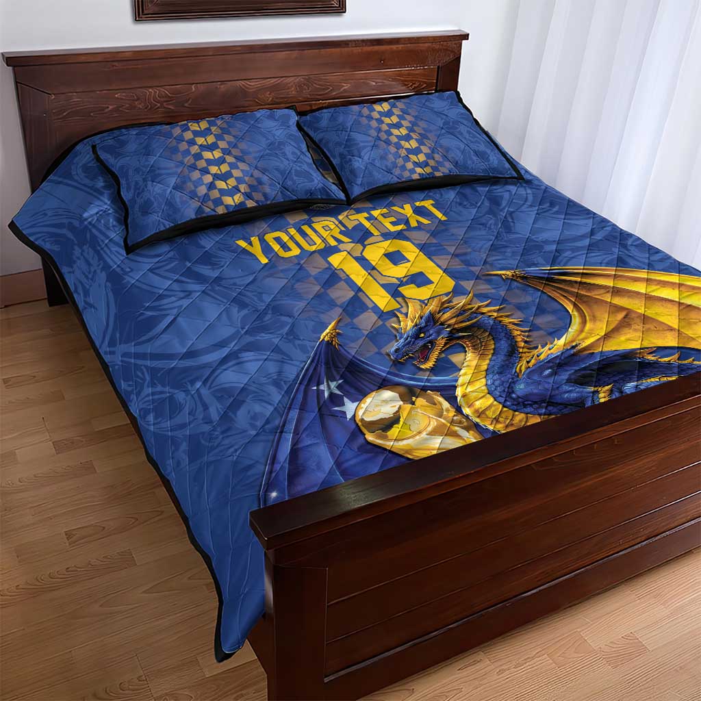 Custom World Football Bosnia and Herzegovina Quilt Bed Set Go Zmajevi Dragons Road To 2026