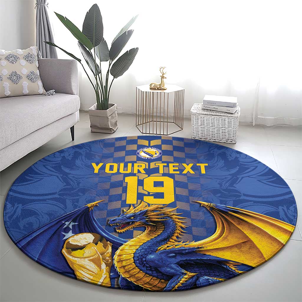 Custom World Football Bosnia and Herzegovina Round Carpet Go Zmajevi Dragons Road To 2026