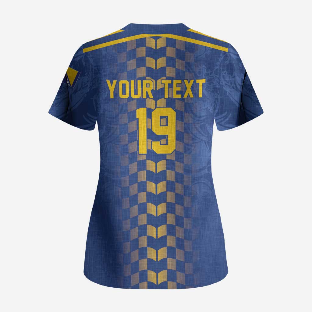 Custom World Football Bosnia and Herzegovina Scrub Top Go Zmajevi Dragons Road To 2026
