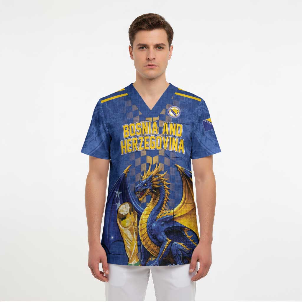 Custom World Football Bosnia and Herzegovina Scrub Top Go Zmajevi Dragons Road To 2026