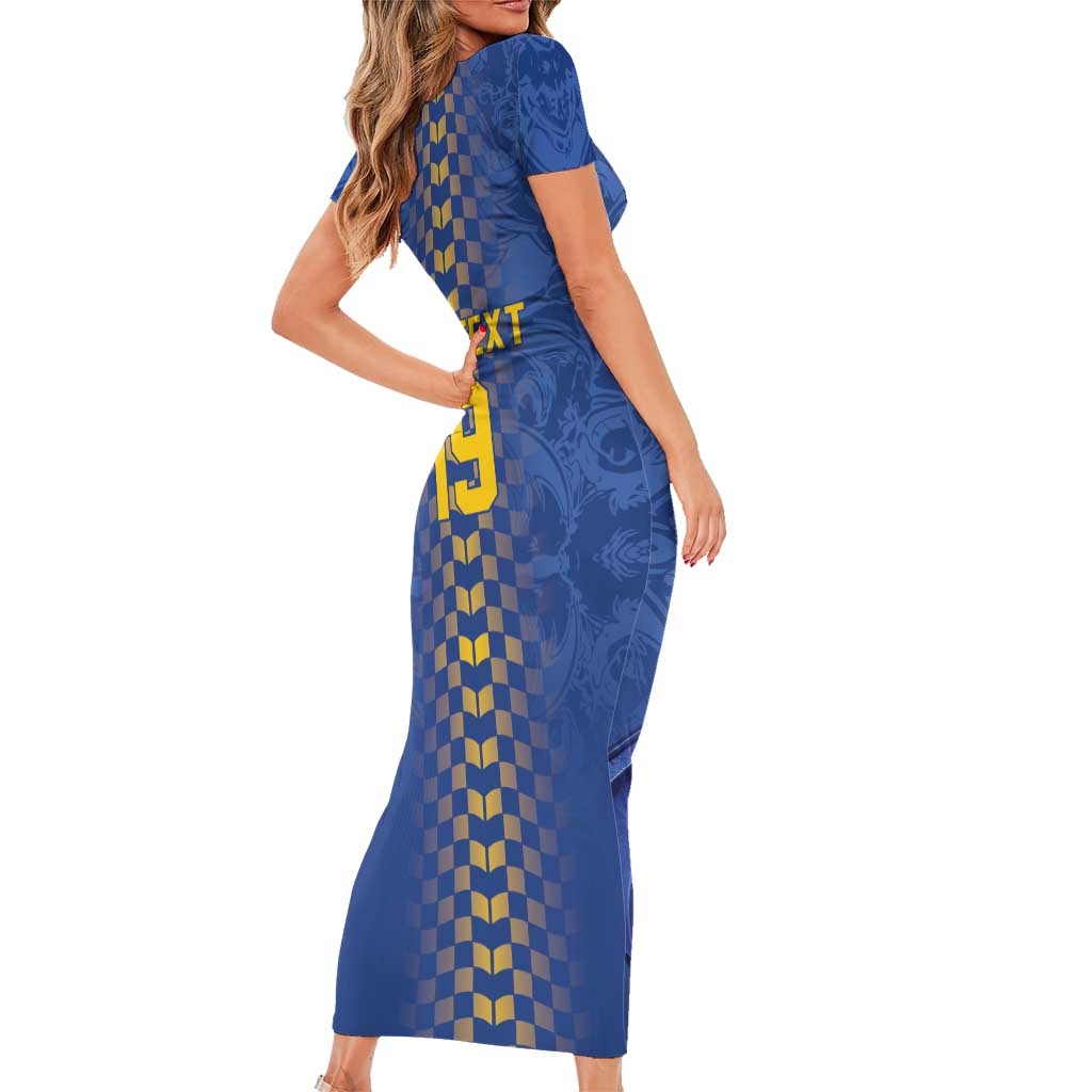 Custom World Football Bosnia and Herzegovina Short Sleeve Bodycon Dress Go Zmajevi Dragons Road To 2026