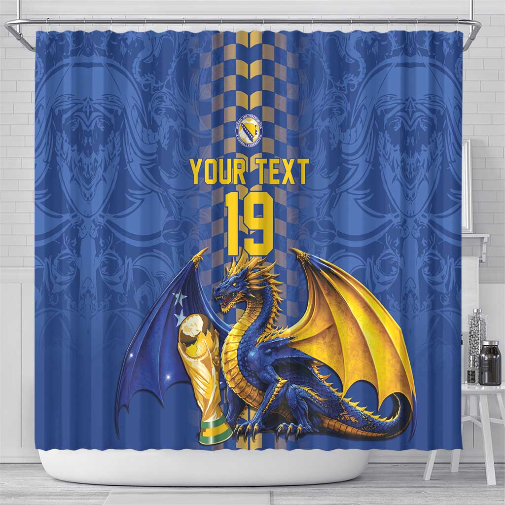 Custom World Football Bosnia and Herzegovina Shower Curtain Go Zmajevi Dragons Road To 2026