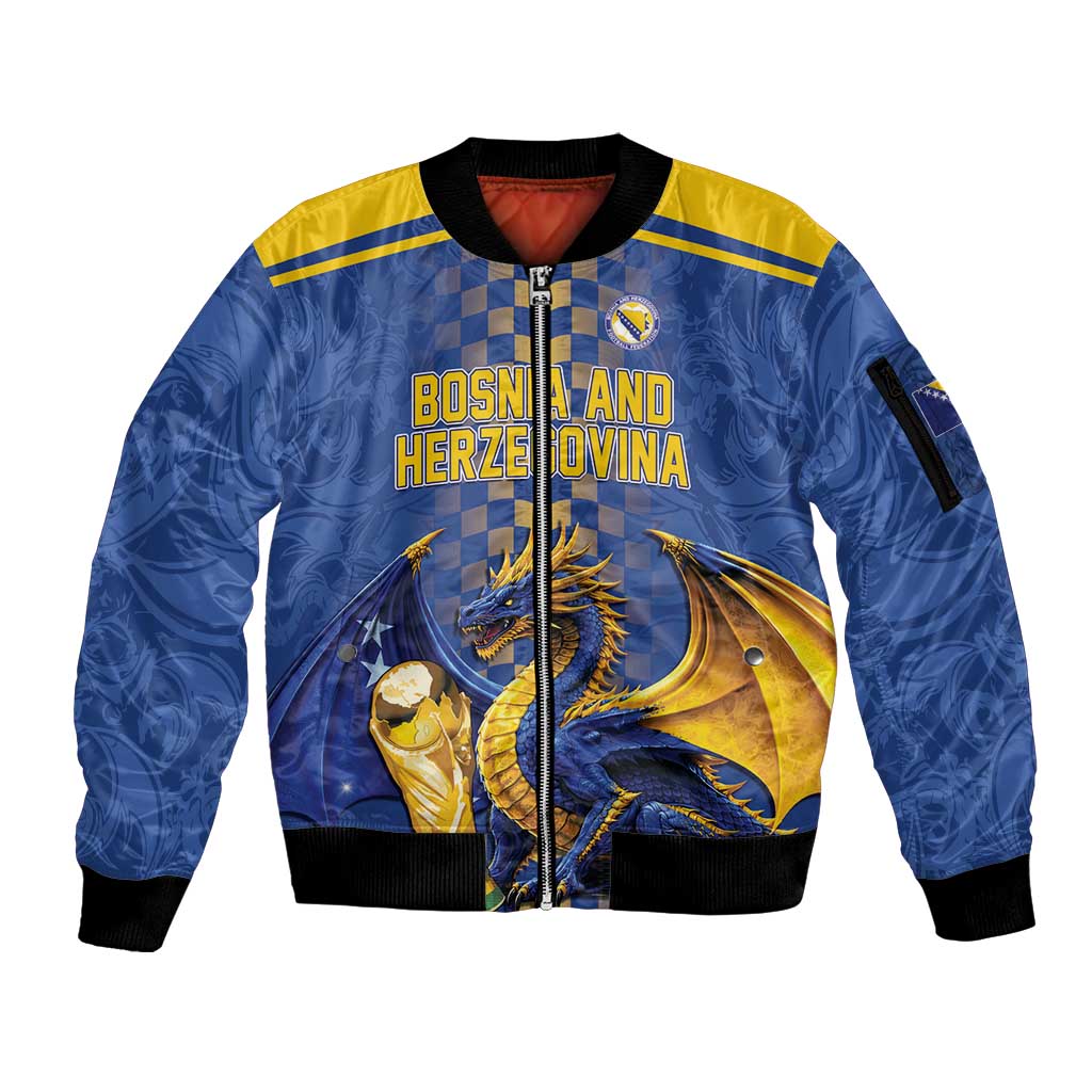 Custom World Football Bosnia and Herzegovina Sleeve Zip Bomber Jacket Go Zmajevi Dragons Road To 2026