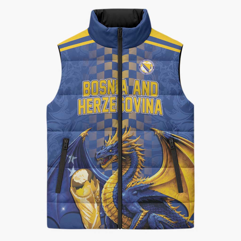 Custom World Football Bosnia and Herzegovina Sleeveless Puffer Jacket Go Zmajevi Dragons Road To 2026