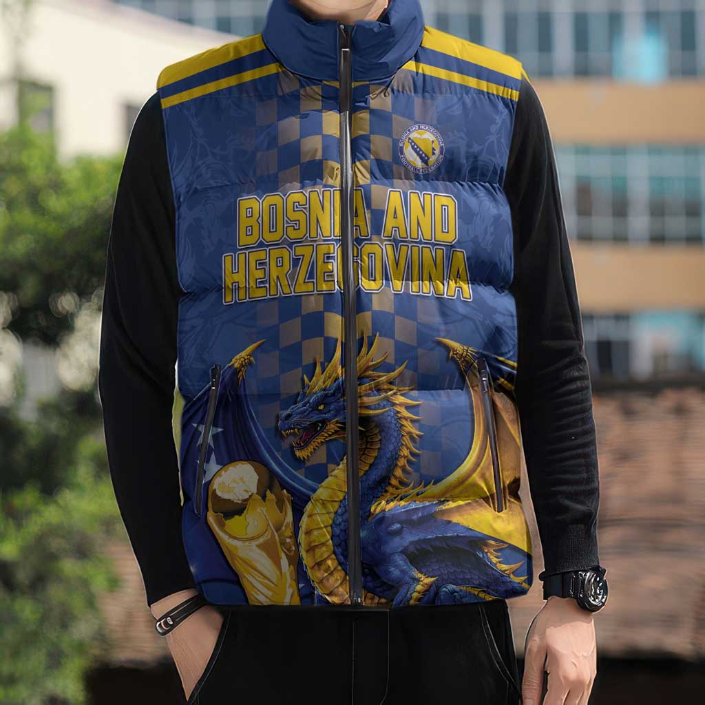 Custom World Football Bosnia and Herzegovina Sleeveless Puffer Jacket Go Zmajevi Dragons Road To 2026