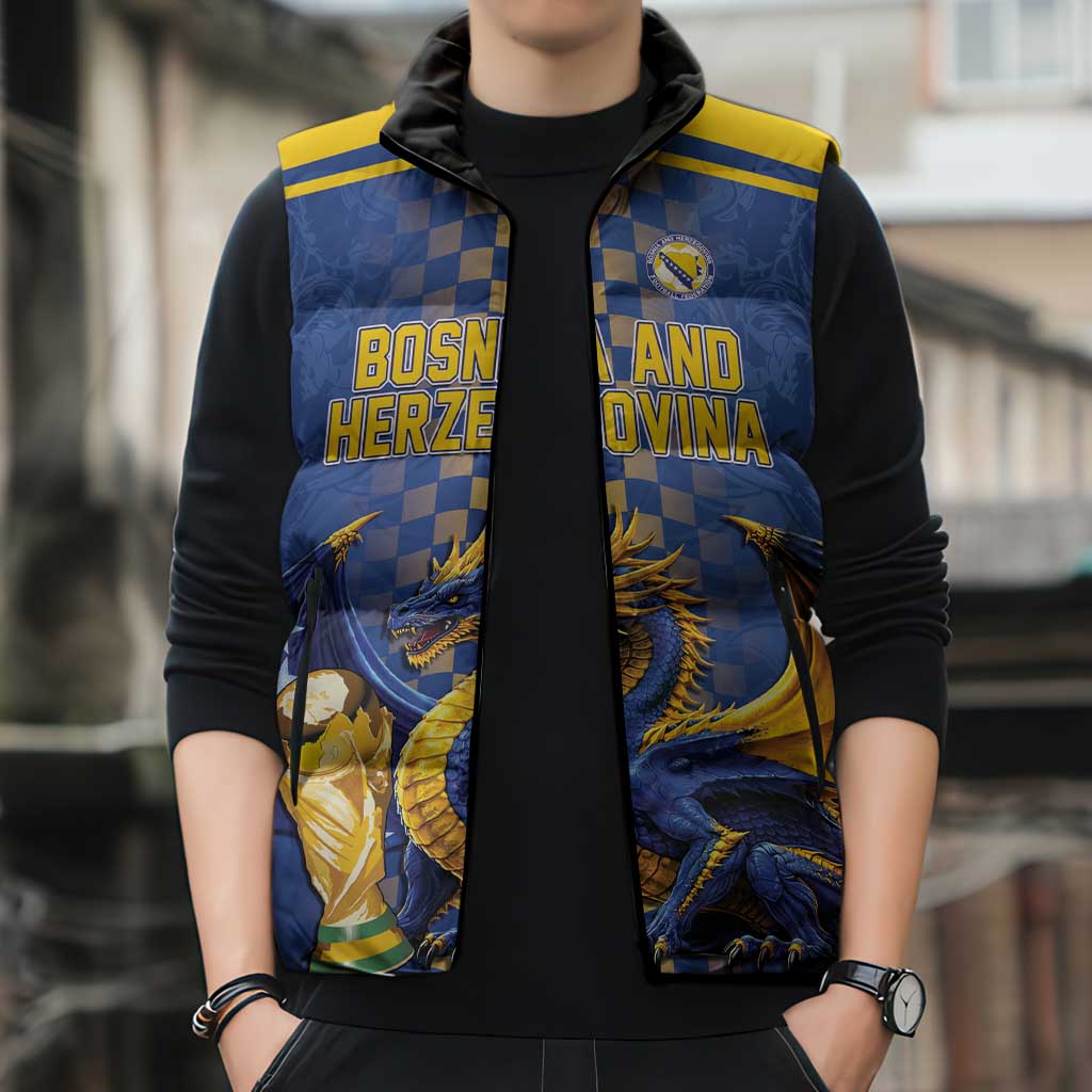 Custom World Football Bosnia and Herzegovina Sleeveless Puffer Jacket Go Zmajevi Dragons Road To 2026