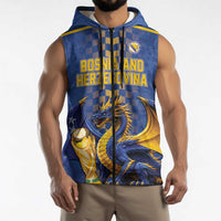 Custom World Football Bosnia and Herzegovina Sleeveless Zip Hoodie Go Zmajevi Dragons Road To 2026