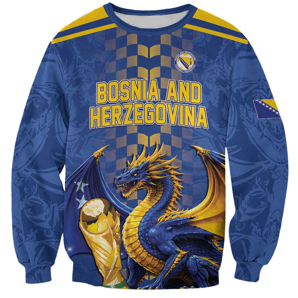 Custom World Football Bosnia and Herzegovina Sweatshirt Go Zmajevi Dragons Road To 2026
