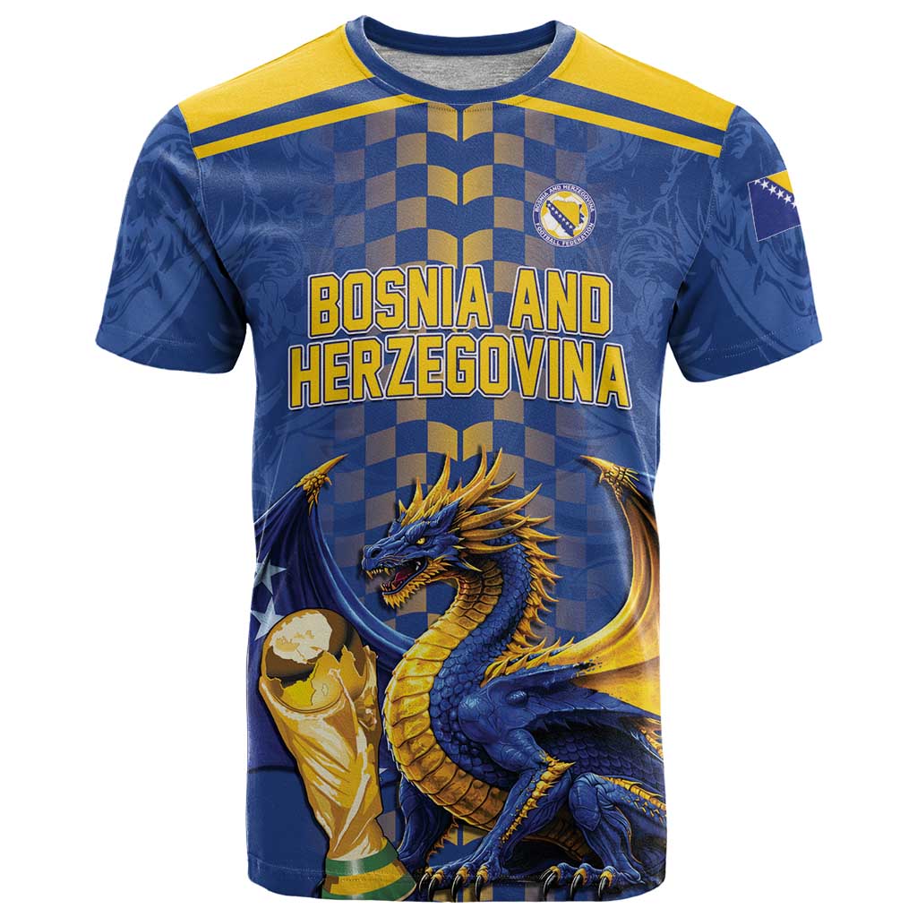 Custom World Football Bosnia and Herzegovina T Shirt Go Zmajevi Dragons Road To 2026