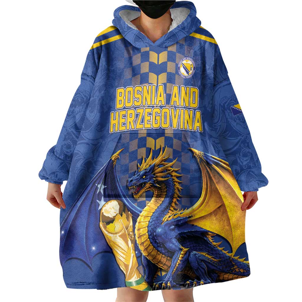 Custom World Football Bosnia and Herzegovina Wearable Blanket Hoodie Go Zmajevi Dragons Road To 2026