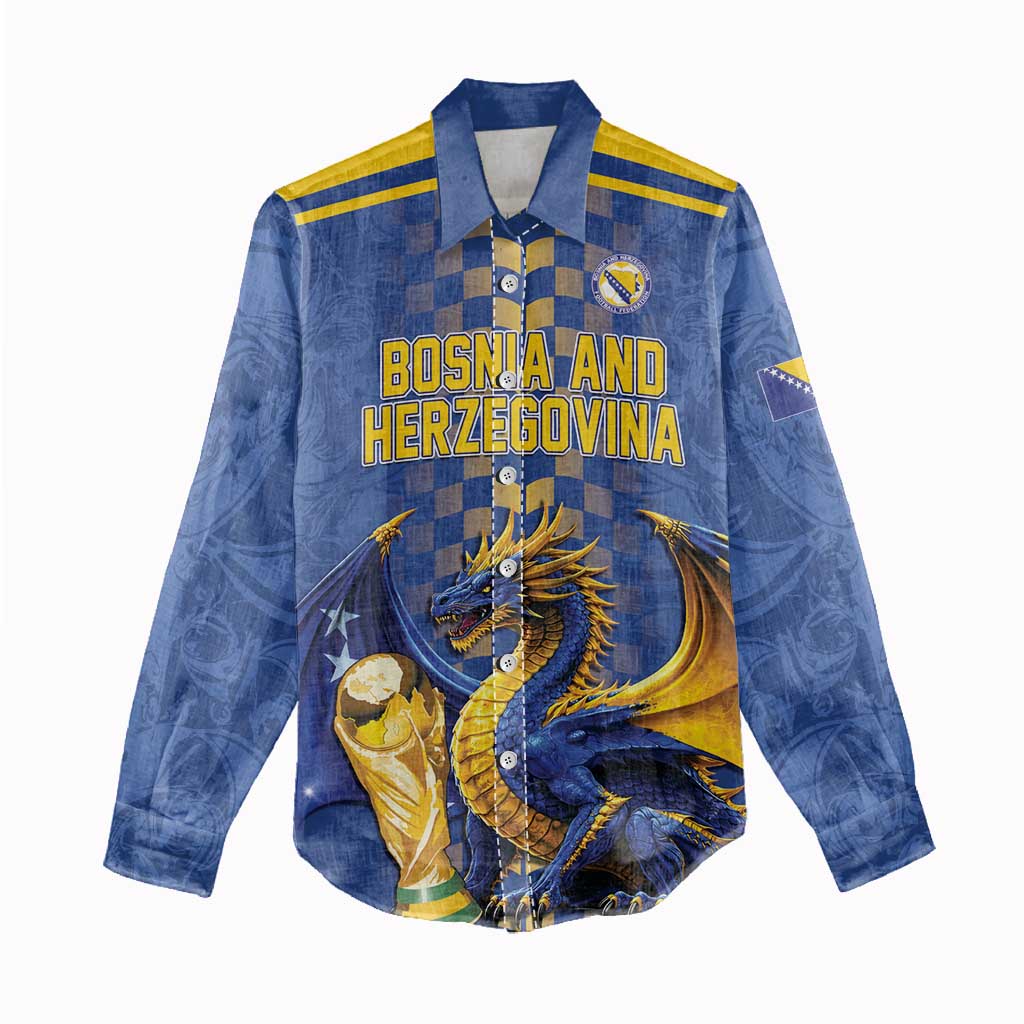 Custom World Football Bosnia and Herzegovina Women Casual Shirt Go Zmajevi Dragons Road To 2026