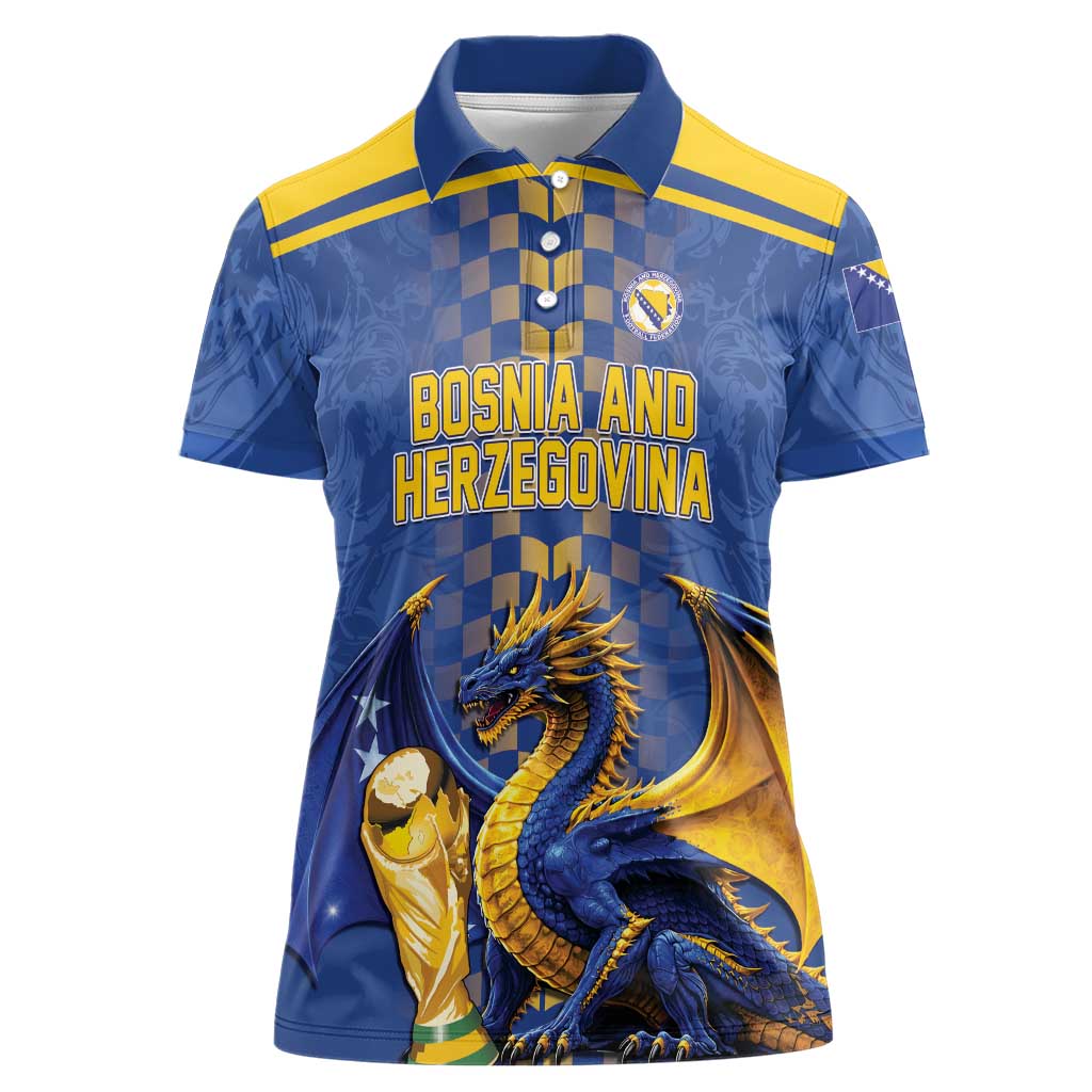 Custom World Football Bosnia and Herzegovina Women Polo Shirt Go Zmajevi Dragons Road To 2026