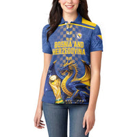 Custom World Football Bosnia and Herzegovina Women Polo Shirt Go Zmajevi Dragons Road To 2026