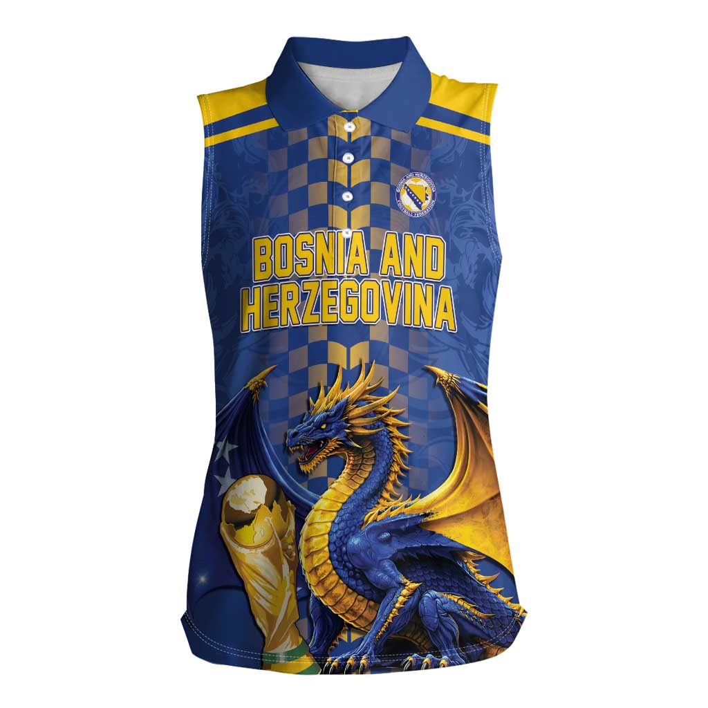 Custom World Football Bosnia and Herzegovina Women Sleeveless Polo Shirt Go Zmajevi Dragons Road To 2026