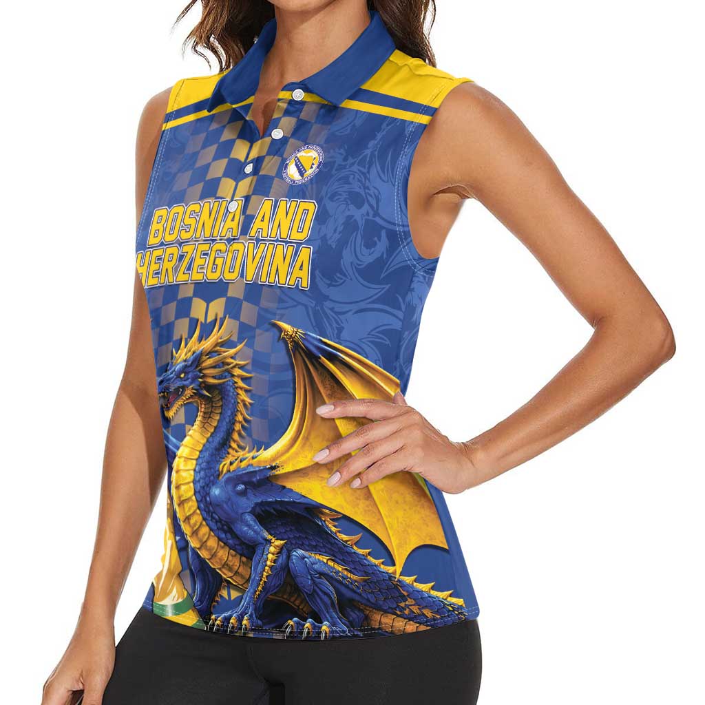 Custom World Football Bosnia and Herzegovina Women Sleeveless Polo Shirt Go Zmajevi Dragons Road To 2026