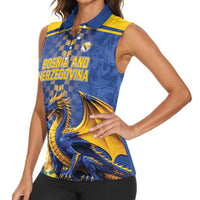 Custom World Football Bosnia and Herzegovina Women Sleeveless Polo Shirt Go Zmajevi Dragons Road To 2026