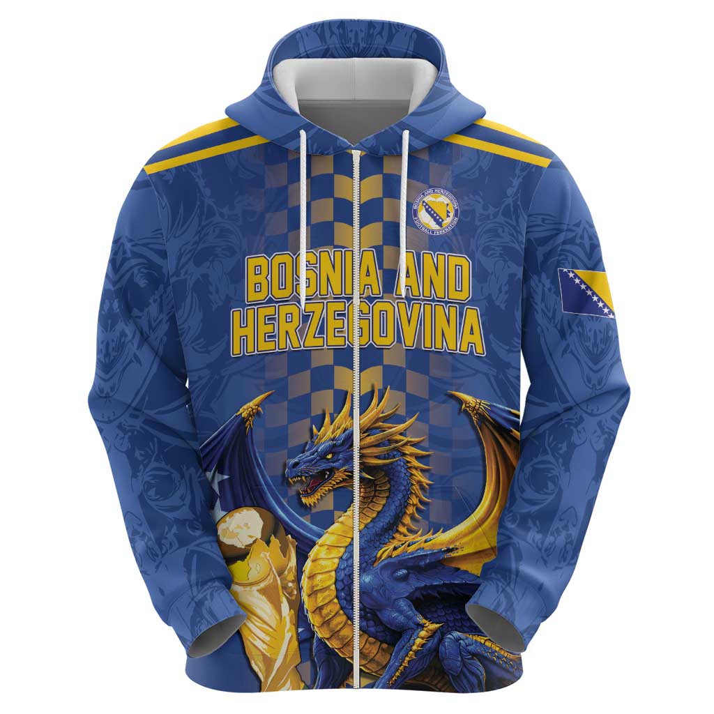 Custom World Football Bosnia and Herzegovina Zip Hoodie Go Zmajevi Dragons Road To 2026