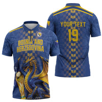 Custom World Football Bosnia and Herzegovina Zipper Polo Shirt Go Zmajevi Dragons Road To 2026