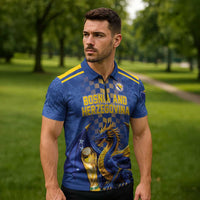 Custom World Football Bosnia and Herzegovina Zipper Polo Shirt Go Zmajevi Dragons Road To 2026