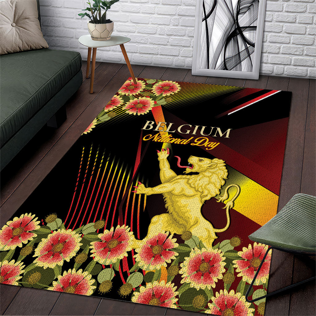 Belgium National Day Area Rug Rampant Lion Gaillardia Heritage Pride