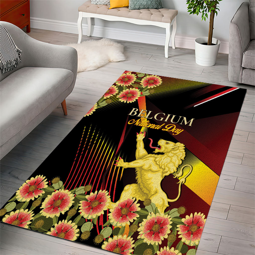 Belgium National Day Area Rug Rampant Lion Gaillardia Heritage Pride