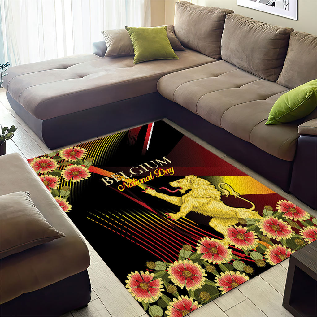 Belgium National Day Area Rug Rampant Lion Gaillardia Heritage Pride