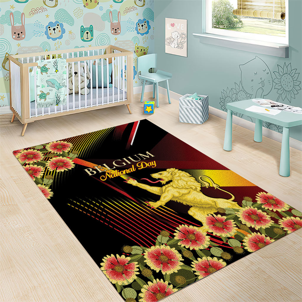 Belgium National Day Area Rug Rampant Lion Gaillardia Heritage Pride
