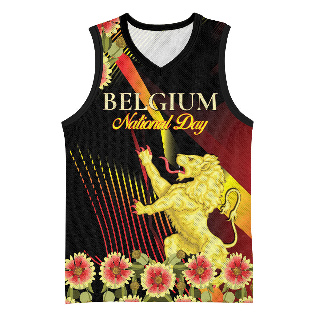 Personalized Belgium National Day Basketball Jersey Rampant Lion Gaillardia Heritage Pride