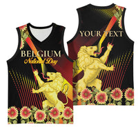 Personalized Belgium National Day Basketball Jersey Rampant Lion Gaillardia Heritage Pride