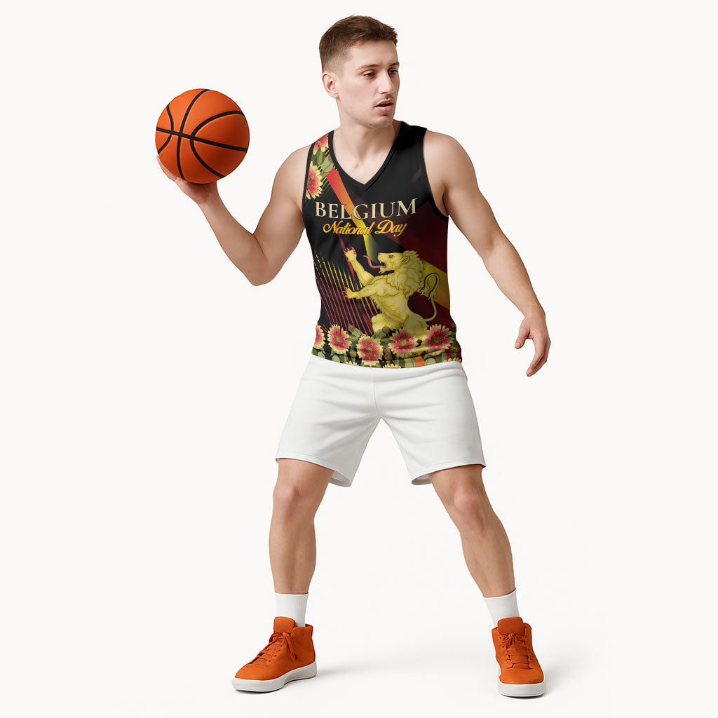 Personalized Belgium National Day Basketball Jersey Rampant Lion Gaillardia Heritage Pride