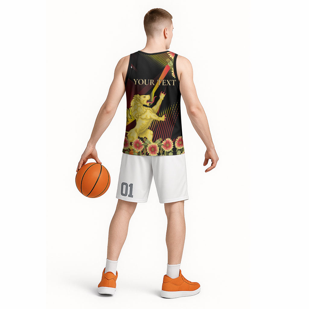 Personalized Belgium National Day Basketball Jersey Rampant Lion Gaillardia Heritage Pride