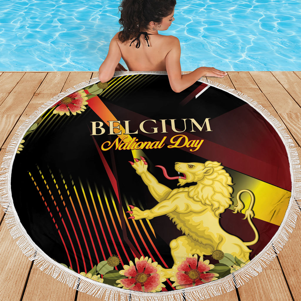 Belgium National Day Beach Blanket Rampant Lion Gaillardia Heritage Pride