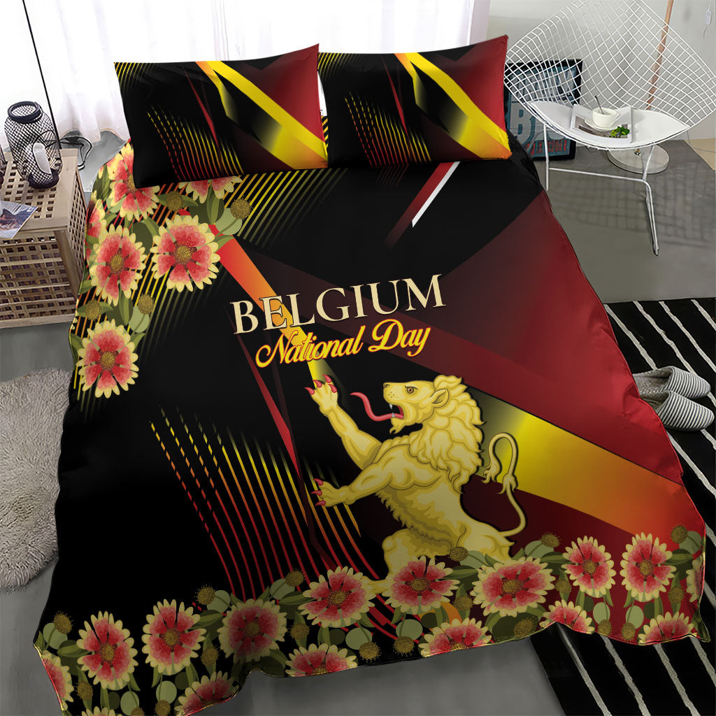 Belgium National Day Bedding Set Rampant Lion Gaillardia Heritage Pride