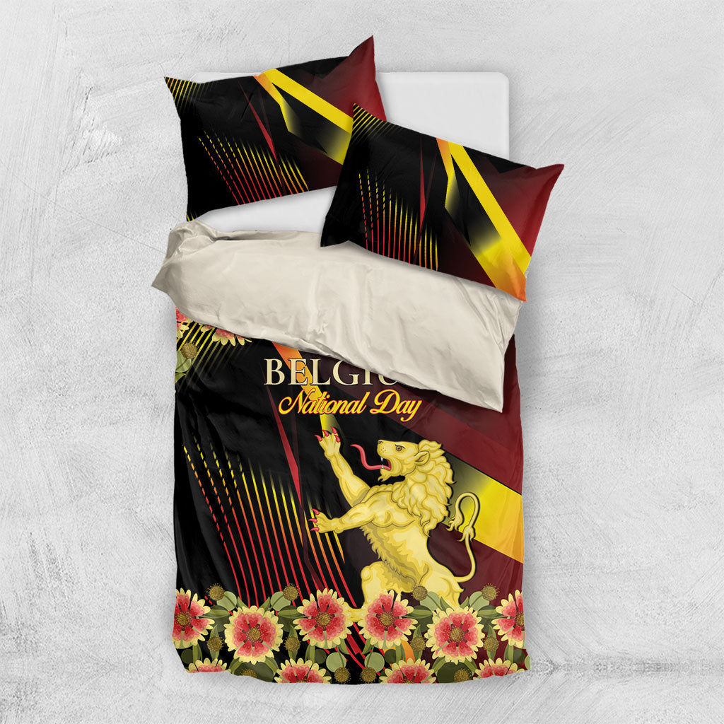 Belgium National Day Bedding Set Rampant Lion Gaillardia Heritage Pride