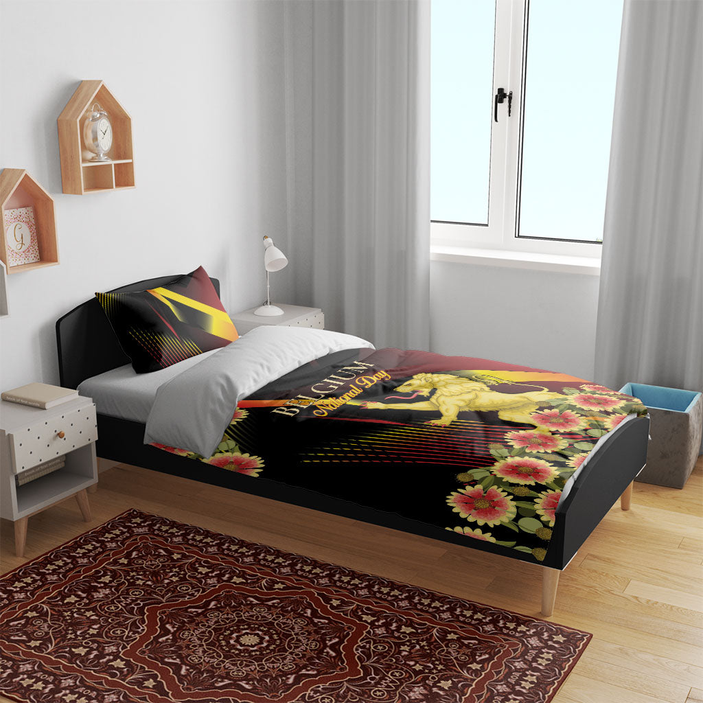 Belgium National Day Bedding Set Rampant Lion Gaillardia Heritage Pride