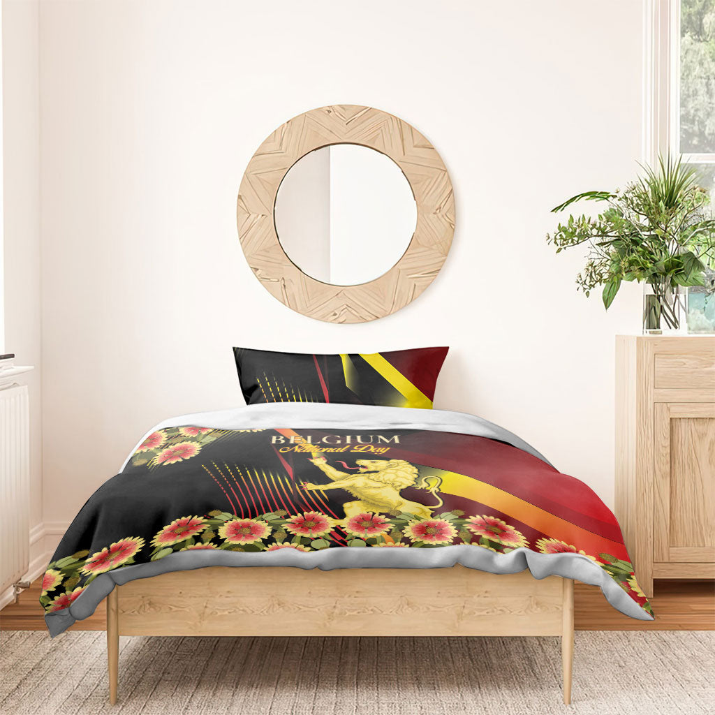 Belgium National Day Bedding Set Rampant Lion Gaillardia Heritage Pride