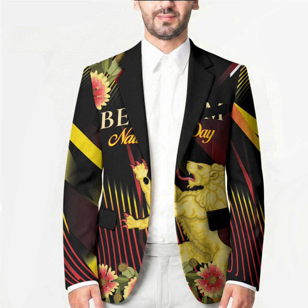Personalized Belgium National Day Blazer Rampant Lion Gaillardia Heritage Pride