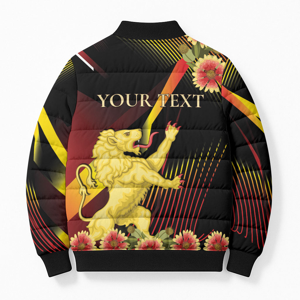 Personalized Belgium National Day Bomber Puffer Jacket Rampant Lion Gaillardia Heritage Pride
