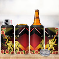Personalized Belgium National Day 4 in 1 Can Cooler Tumbler Rampant Lion Gaillardia Heritage Pride