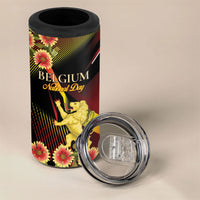 Personalized Belgium National Day 4 in 1 Can Cooler Tumbler Rampant Lion Gaillardia Heritage Pride