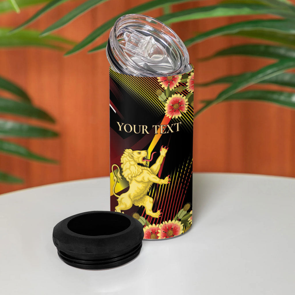 Personalized Belgium National Day 4 in 1 Can Cooler Tumbler Rampant Lion Gaillardia Heritage Pride