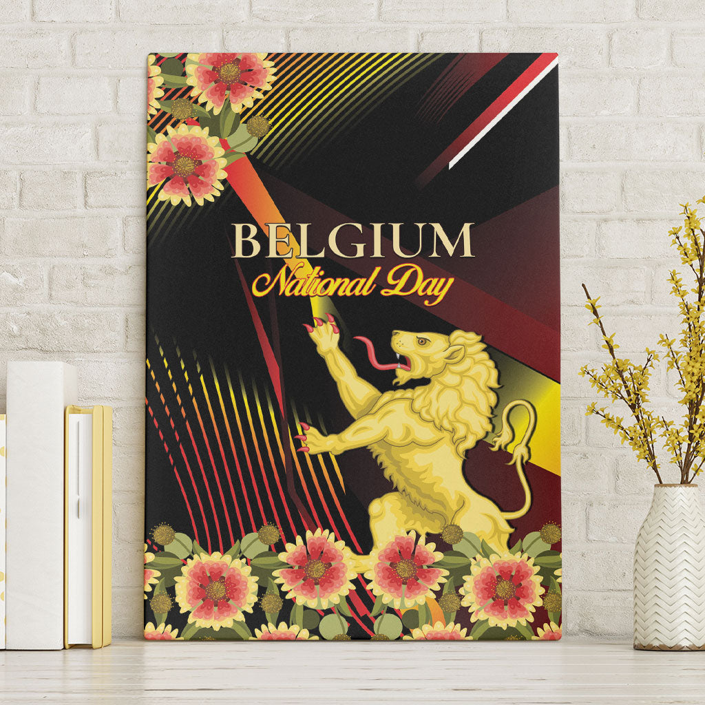 Belgium National Day Canvas Wall Art Rampant Lion Gaillardia Heritage Pride