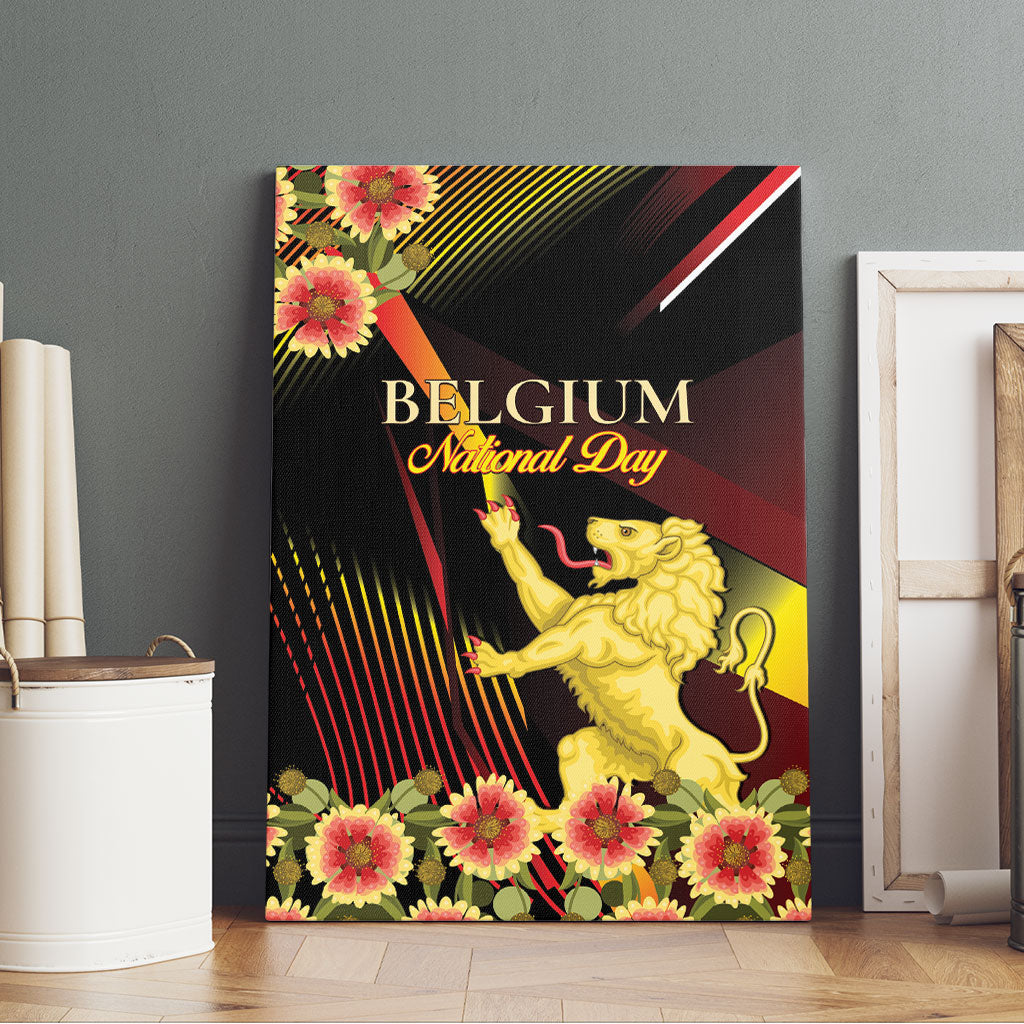 Belgium National Day Canvas Wall Art Rampant Lion Gaillardia Heritage Pride